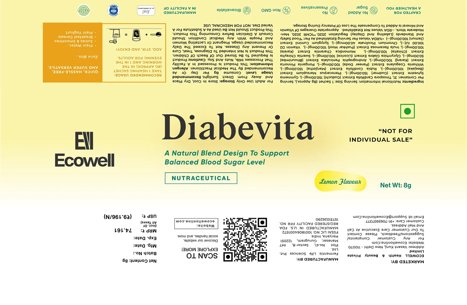 DiabeVita Sachet Packaging Layout